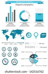 Blue infographic elements template
