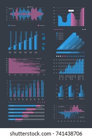 blue infographic elements, vector set