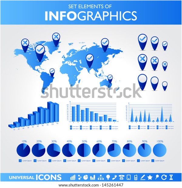 Blue Infographic Set Stock Vector (Royalty Free) 145261447 | Shutterstock