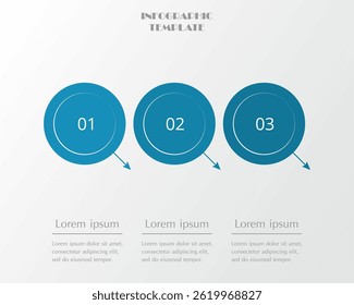 Blue infographic template with 3 steps, options, parts or processes. Presentation of teamwork or business processes.