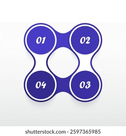 Blue infographic template with 4 steps, options, parts or processes. Presentation of teamwork or business processes.