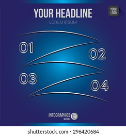 Blue infographics elements in High resolution for layout, banner, number options, step up options, contain EPS10 format with some additional icons.
