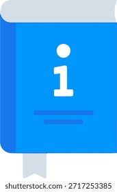 livro de informações azul com ícone de marcador, vetor plano mínimo, manual do guia do usuário