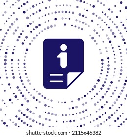Icono de Información azul aislado en fondo blanco. Resumen de puntos aleatorios de círculo. Vector