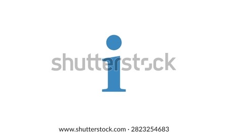 a blue information icon with a lowercase 'i' and a dot above it, set against a white background.