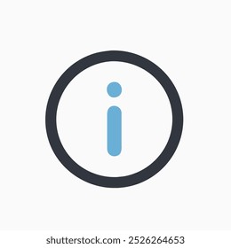 Icono de información azul sobre fondo circular para interfaces de usuario, aplicaciones, Sitios web y diseños digitales