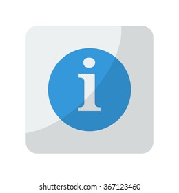 Blue Information icon on grey rounded square button on white