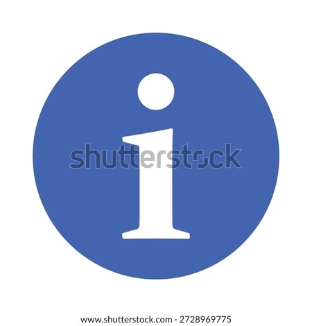 Blue Information Icon Vector Illustration. Flat Round Info Symbol Isolated on White Background. Simple Help, FAQ and Support Button for Modern Web Interface and App UI Design.