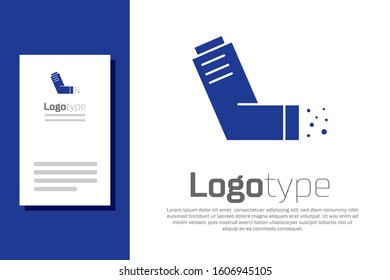 Blue Inhaler icon isolated on white background. Breather for cough relief, inhalation, allergic patient. Medical allergy asthma inhaler spray. Logo design template element. Vector Illustration