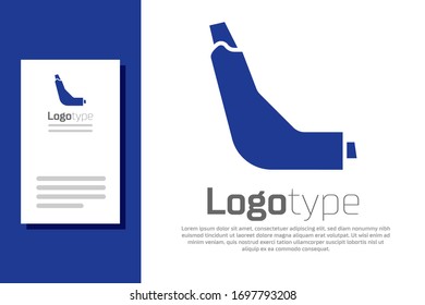 Blue Inhaler icon isolated on white background. Breather for cough relief, inhalation, allergic patient. Logo design template element. Vector Illustration