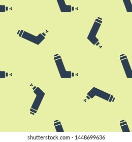 Blue Inhaler icon isolated seamless pattern on white background. Breather for cough relief, inhalation, allergic patient. Medical allergy asthma inhaler spray.  Vector Illustration