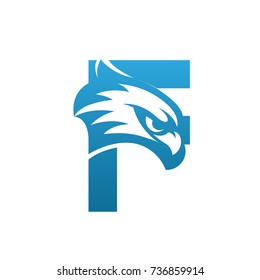 Blue Initial F Hawk Face Logo