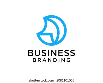 Blue  Initial Letter D Logo Concept Design Template Element isolated on white background. Flat Line Vector Illustration.