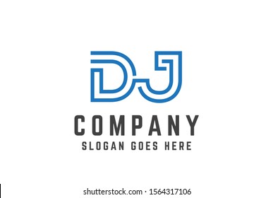 Blue initial letter DJ logo vector template