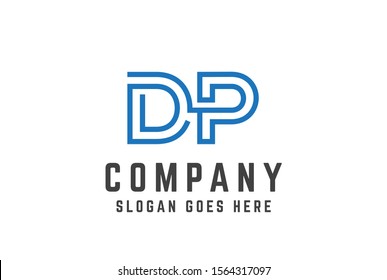Blue initial letter DP logo vector template