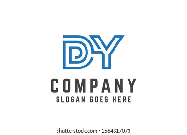 Blue initial letter DY logo vector template