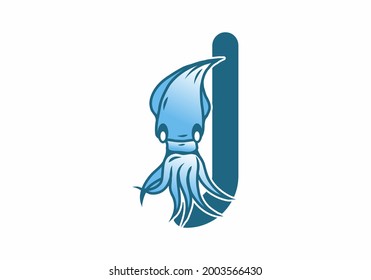 Blue initial letter J with squid design