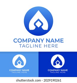 Blue initial letter a logo. letter a logo with house negative space good for real estate, building, developer, and start up lodging service