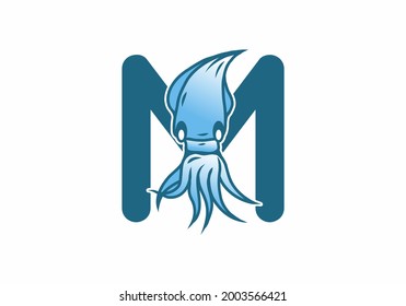 Blue initial letter M with squid design