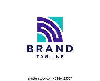 Blue Initial Letter N Logo Flat Vector Logo Design für Logos für Unternehmen und Teamwork.

