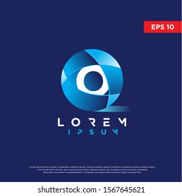blue initial letter o sphere logo, modern icon template design
