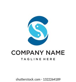 blue initial letter s label coupon modern with Price Tag Discount Logo Design Inspiration