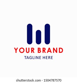 blue initial logo type M. line simple logo