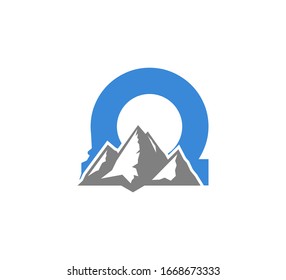 Blue Initial-Q-Logo mit den Grau-Bergen