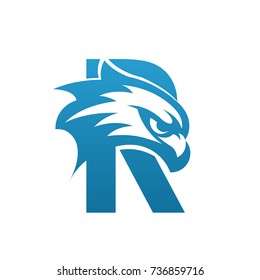 Blue Initial R Hawk Face Logo Stock Vector (Royalty Free) 736859716 ...