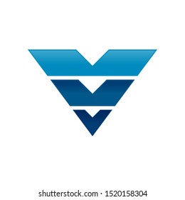 Blue Initial V Letter Triangle Wings Graphic