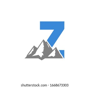 Blue Initial Z logo with Grey Mountains