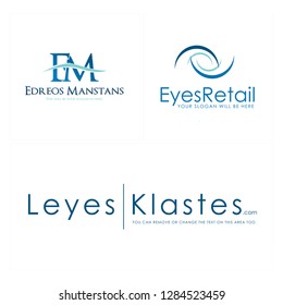 blue initials FM wave eye simple modern logo design concept suitable for retail business optical medicine technology healthcare
