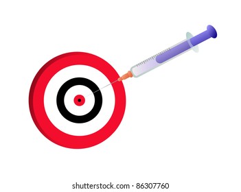 Blue injection stung into the butt isolated on the white background