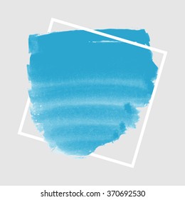 Blue ink banner with frame on grey background