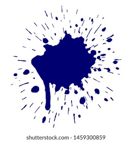 Blue ink blob vector shape isolated on white background