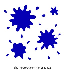 Blue ink blot collection isolated on the white background