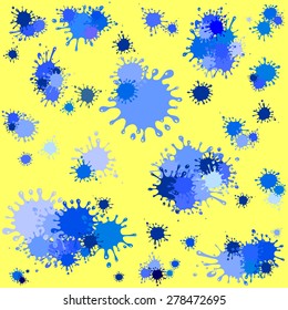 Blue ink blots seamless background. Vector Illustration