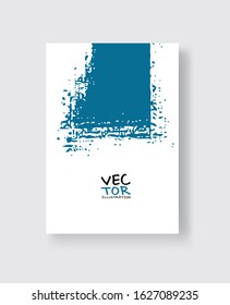 Blue ink brush stroke on white background. Minimalistic style. Vector illustration of grunge element stains.Vector brushes illustration.