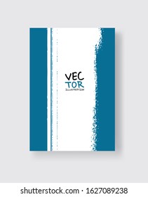 Blue ink brush stroke on white background. Minimalistic style. Vector illustration of grunge element stains.Vector brushes illustration.