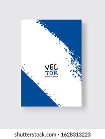 Blue ink brush stroke on white background. Minimalistic style. Vector illustration of grunge element stains.Vector brushes illustration.