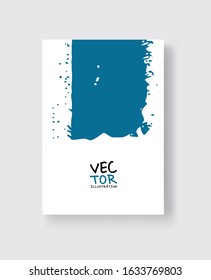 Blue ink brush stroke on white background. Minimalistic style. Vector illustration of grunge element stains.Vector brushes illustration.