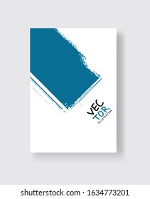 Blue ink brush stroke on white background. Minimalistic style. Vector illustration of grunge element stains.Vector brushes illustration.