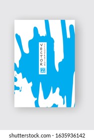 Blue ink brush stroke on white background. Japanese style. Vector illustration of grunge stains