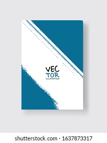Blue ink brush stroke on white background. Minimalistic style. Vector illustration of grunge element stains.Vector brushes illustration.