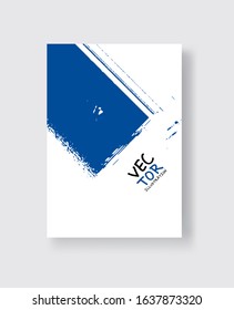 Blue ink brush stroke on white background. Minimalistic style. Vector illustration of grunge element stains.Vector brushes illustration.