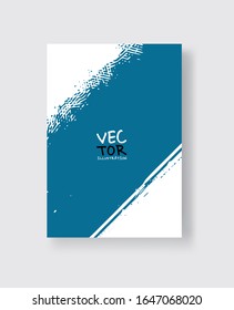 Blue ink brush stroke on white background. Minimalistic style. Vector illustration of grunge element stains.Vector brushes illustration.