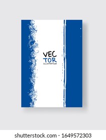 Blue ink brush stroke on white background. Minimalistic style. Vector illustration of grunge element stains.Vector brushes illustration.