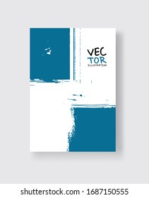 Pincel azul sobre fondo blanco. Estilo minimalista. Ilustración vectorial de las manchas de los elementos de granulado.Vector pinza la ilustración.