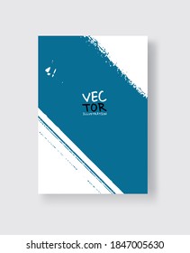 Blue ink brush stroke on white background. Minimalistic style. Vector illustration of grunge element stains.Vector brushes illustration.