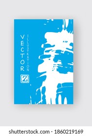 Icono de pincel de tinta azul sobre fondo blanco. Estilo japonés. Ilustración vectorial de manchas de grano